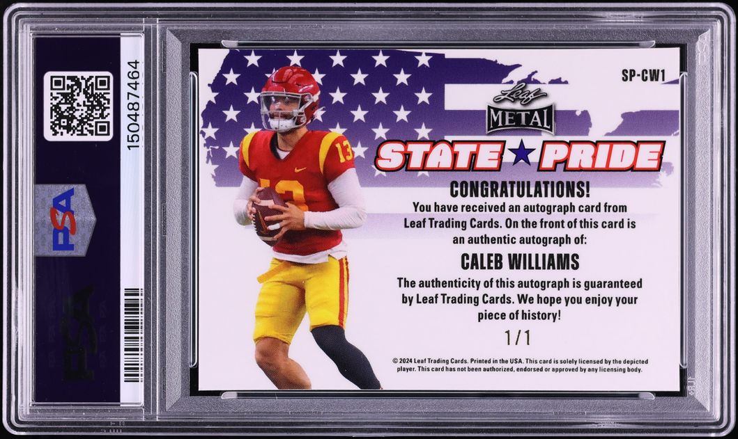 2024 Leaf Metal State Pride Galaxy Mojo Caleb Williams AUTO 1/1 #SPCW1 PSA 9 MINT