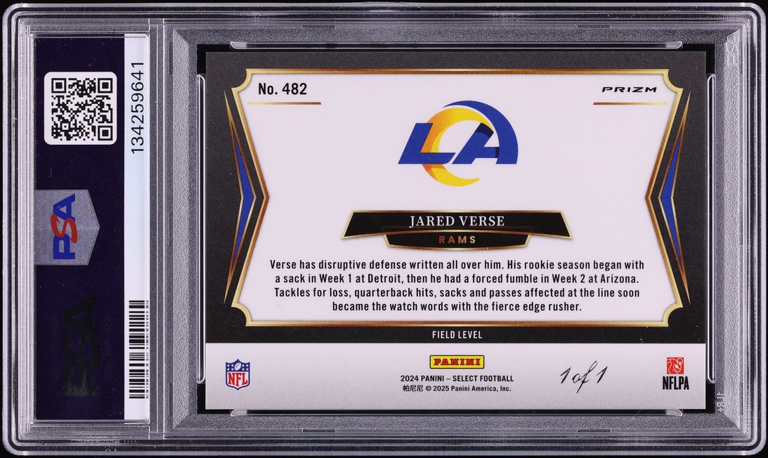 2024 Select Field Level Black Dragon Scale Jared Verse ROOKIE 1/1 #482 PSA 9 MINT