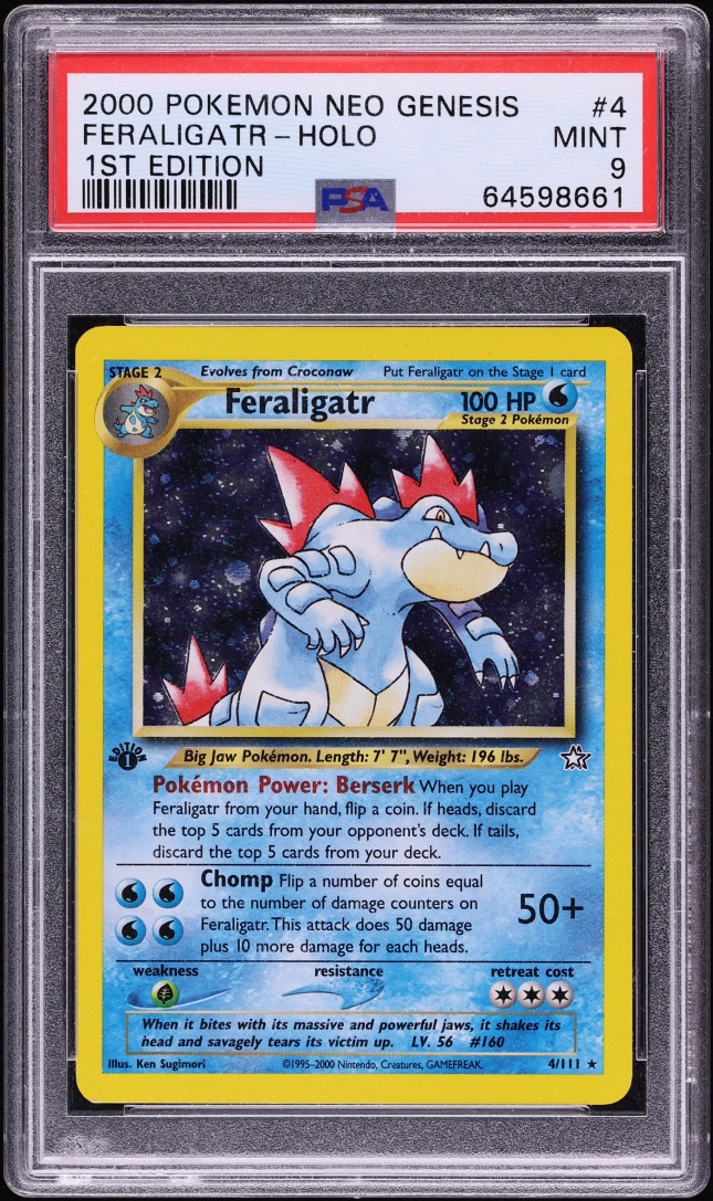 2000 Pokemon Neo Genesis 1st Edition Holo Feraligatr #4 PSA 9 MINT