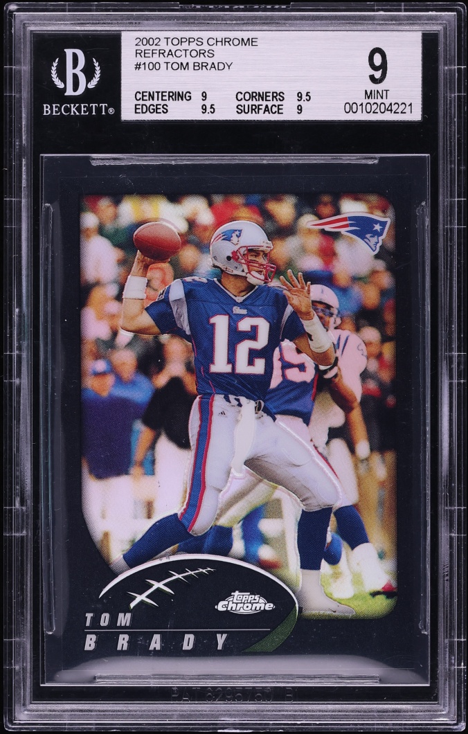 2002 Topps Chrome Black Refractor Tom Brady /599 #100 BGS 9 MINT