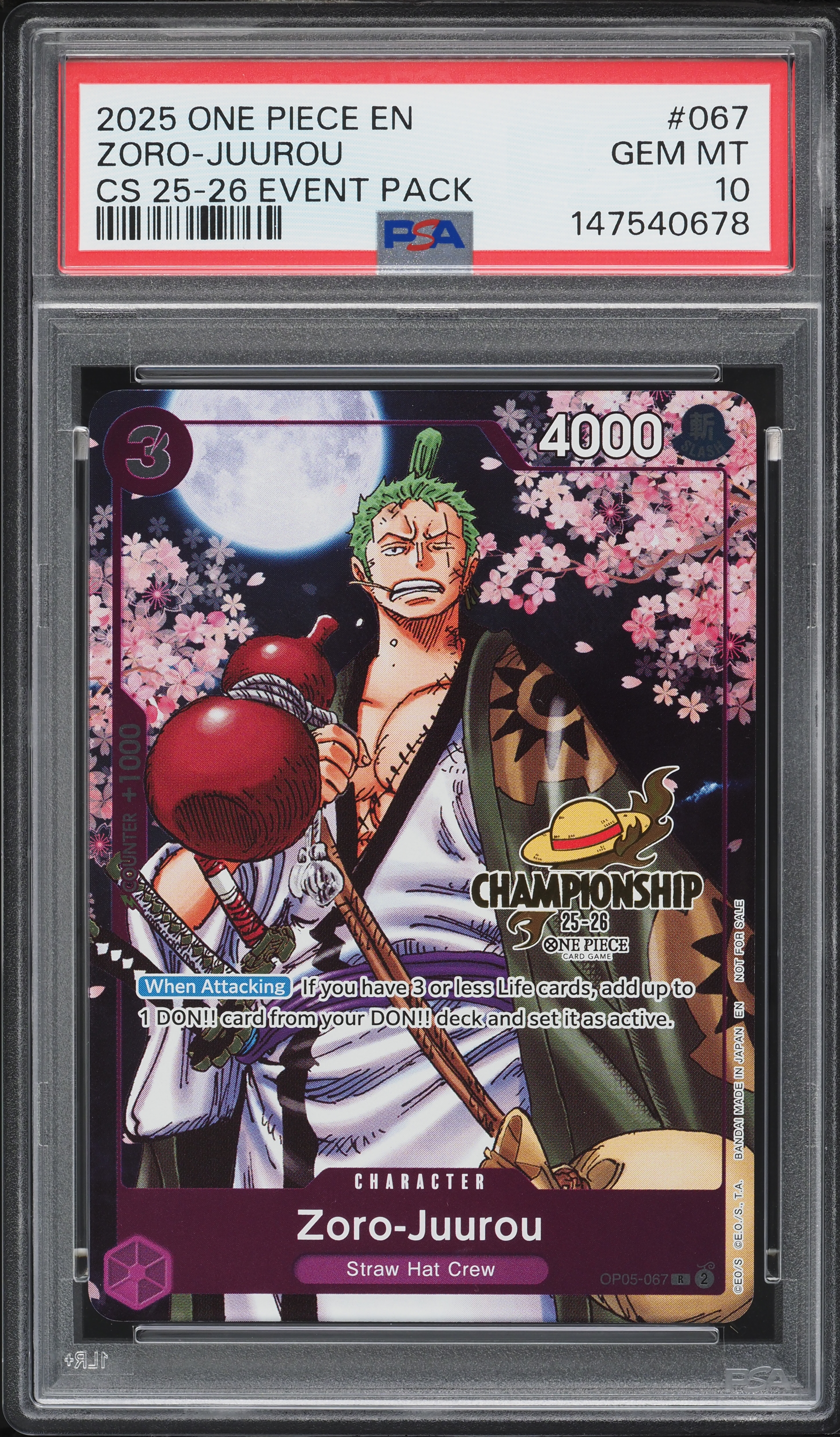 2025 One Piece Championship Event Pack Alt Art Zoro-Juurou #OP05