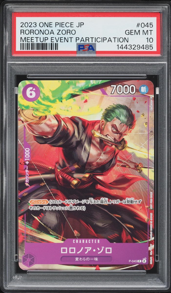 2023 One Piece Japanese Promo Meetup Event Participation Roronoa Zoro #P-045 PSA 10 GEM MINT