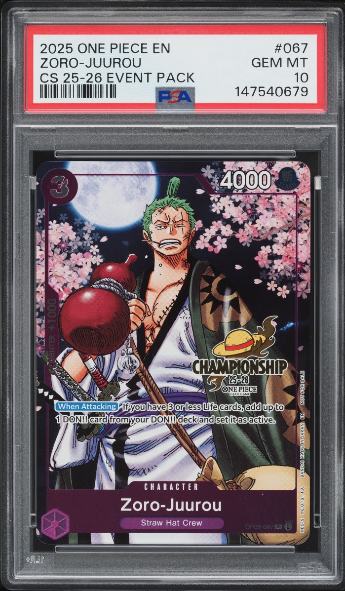 2025 One Piece Championship Event Pack Alt Art Zoro-Juurou #OP05-067 PSA 10 GEM MINT