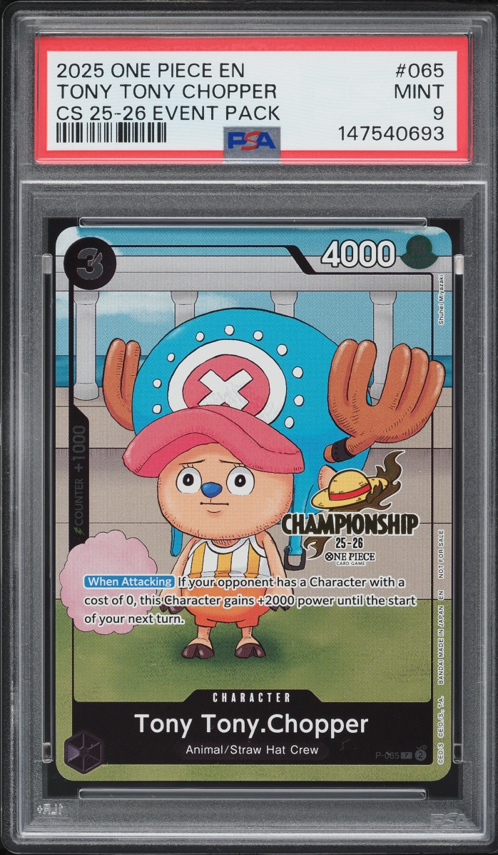 2025 One Piece Promo Championship Event Pack Tony Tony Chopper #P-065 PSA 9 MINT