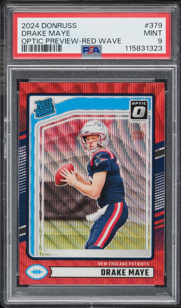 2024 Donruss Optic Preview Red Wave Prizm Drake Maye ROOKIE #379 PSA 9 MINT