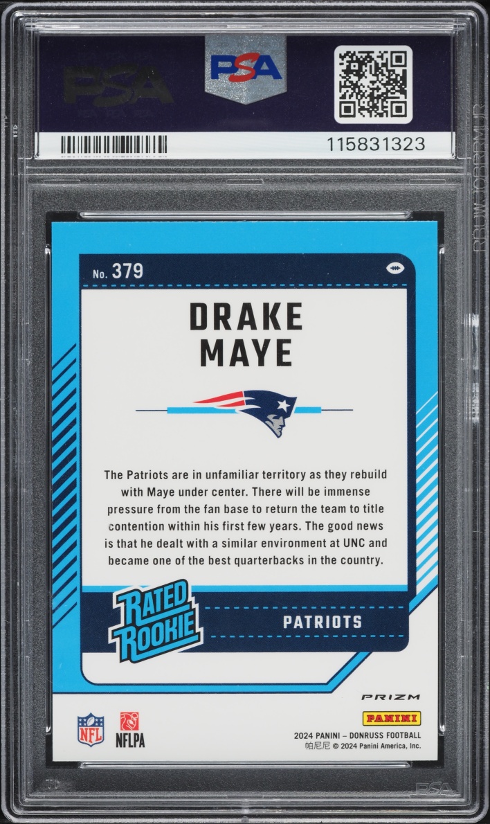 2024 Donruss Optic Preview Red Wave Prizm Drake Maye ROOKIE #379 PSA 9 MINT