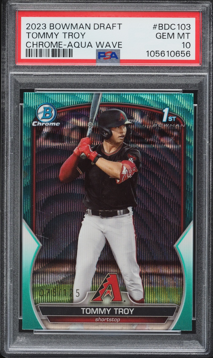 2023 Bowman Chrome Draft Aqua Wave Tommy Troy PROSPECT /125 #BDC-103 PSA 10 GEM MINT