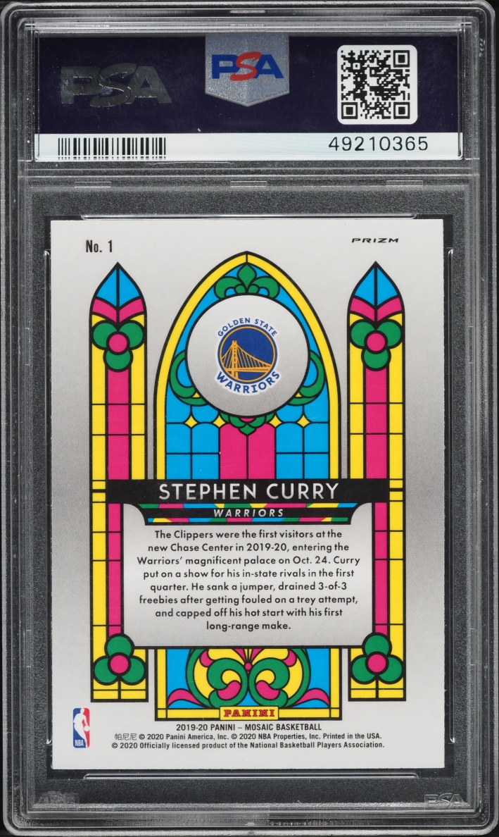 2019 Panini Mosaic Stained Glass Stephen Curry #1 PSA 9 MINT
