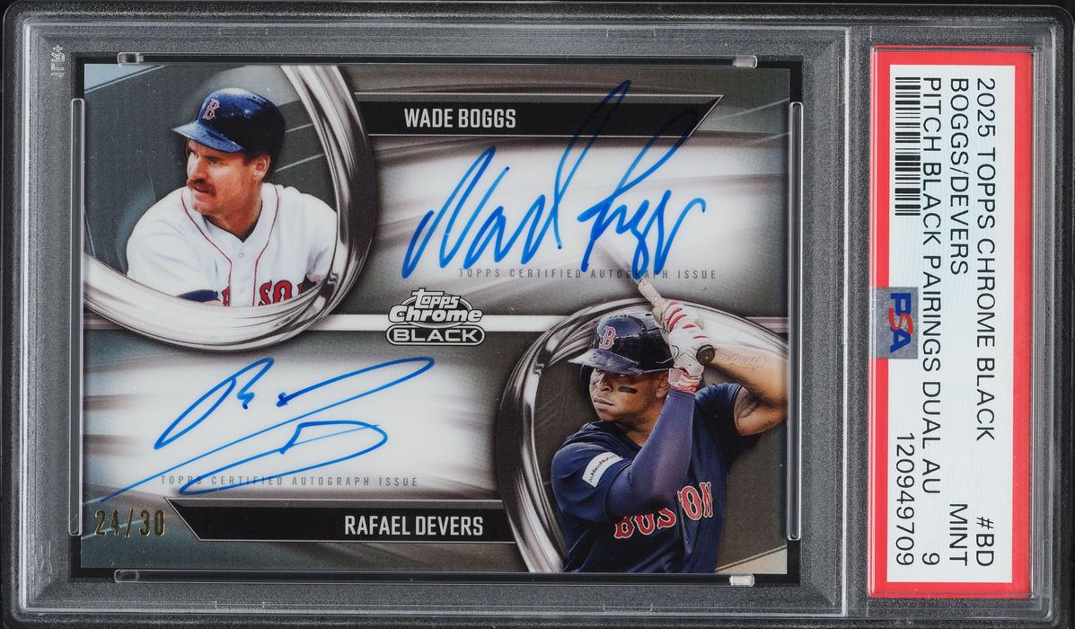 2025 Topps Chrome Black Pitch Black Pairings Dual Boggs Devers AUTO /30 #BD PSA 9 MINT