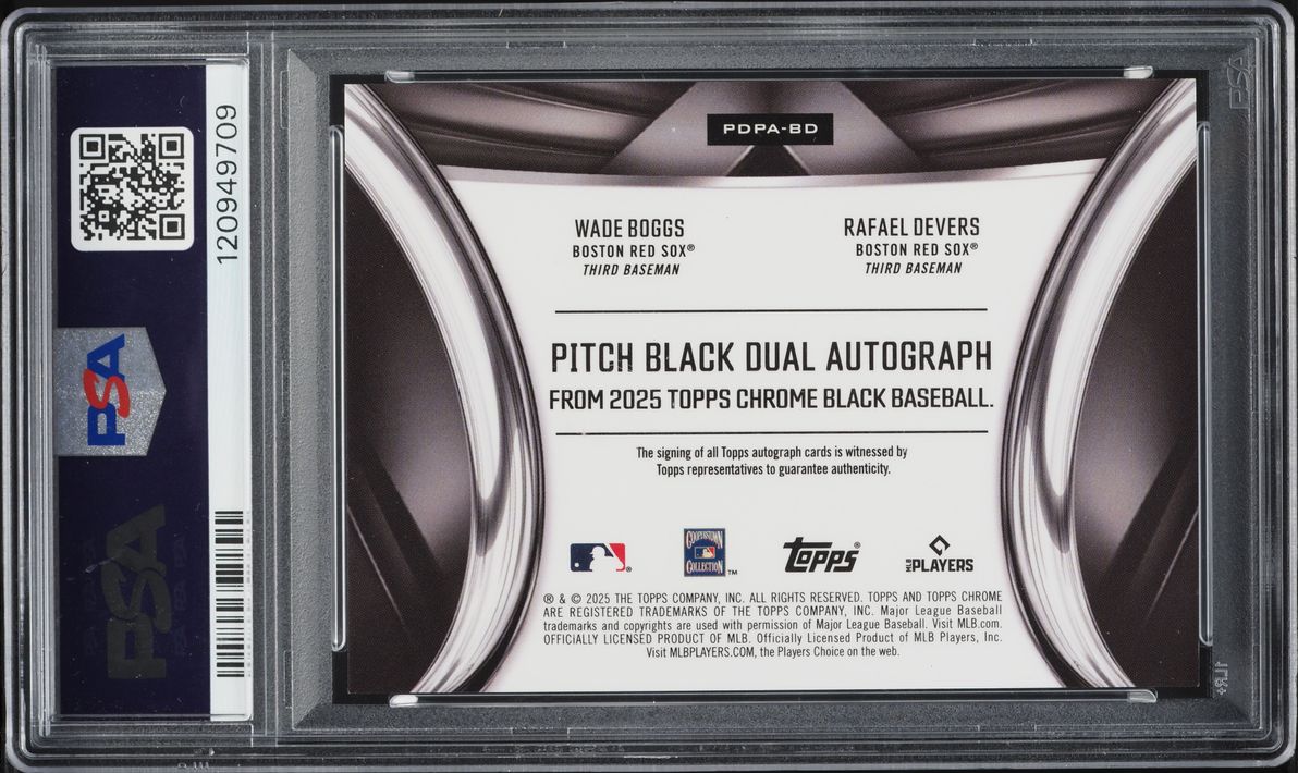 2025 Topps Chrome Black Pitch Black Pairings Dual Boggs Devers AUTO /30 #BD PSA 9 MINT