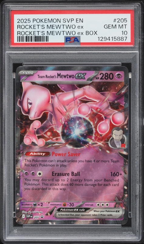 2025 Pokemon Scarlet & Violet Promo Holo Team Rocket's Mewtwo ex #205 PSA 10 GEM MINT