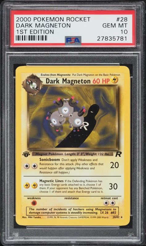 2000 Pokemon Team Rocket 1st Edition Dark Magneton #28 PSA 10 GEM MINT