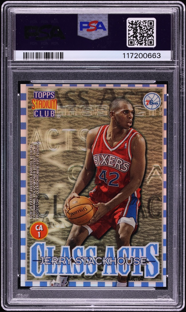 1996 Stadium Club Acts Refractor Jerry Stackhouse Michael Jordan #CA1 PSA 8 NM-MT