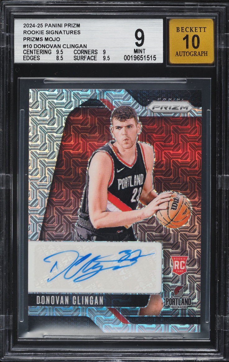 2024 Panini Prizm Signatures Mojo Donovan Clingan ROOKIE AUTO /25 #10 BGS 9 MINT