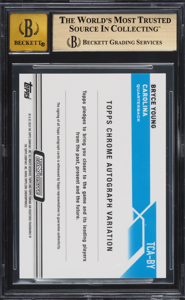 2023 Topps Chrome Composite Purple Speckle Ref. Bryce Young ROOKIE AUTO /199# TCABY BGS 9.5