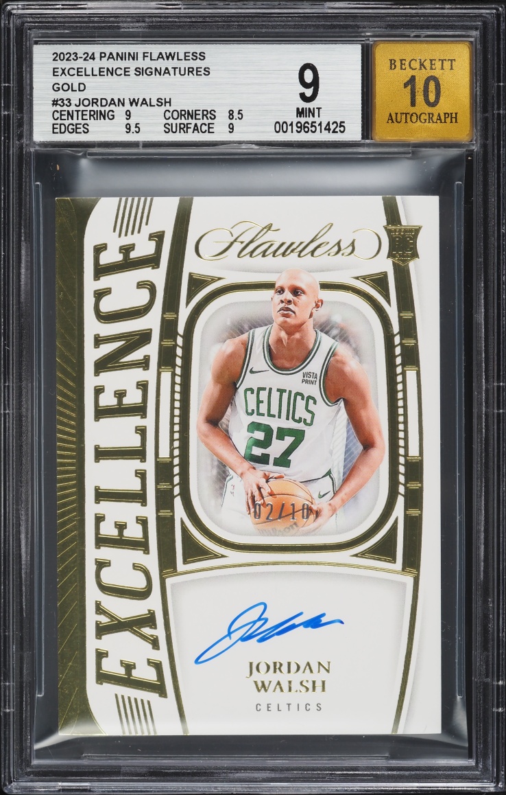 2023 Panini Flawless Excellence Signatures Gold Jordan Walsh ROOKIE AUTO /10 #33 BGS 9 MINT