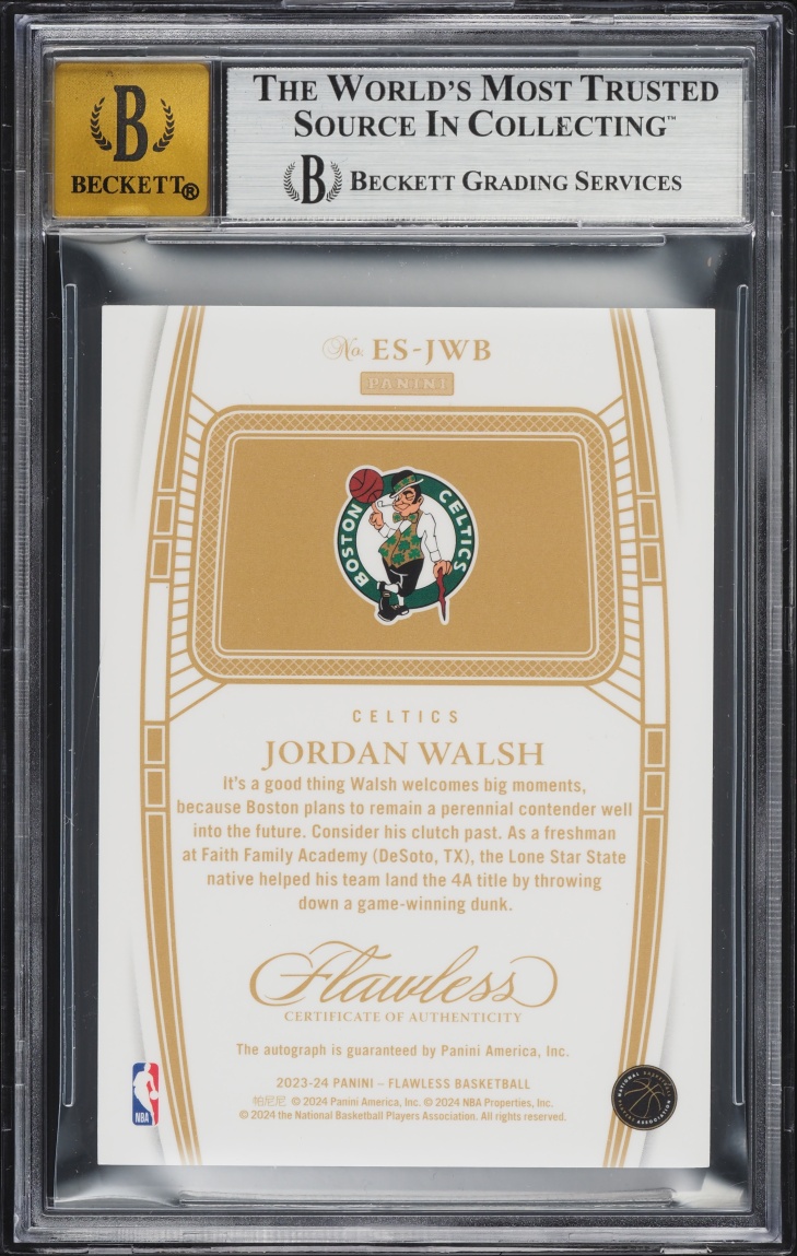 2023 Panini Flawless Excellence Signatures Gold Jordan Walsh ROOKIE AUTO /10 #33 BGS 9 MINT
