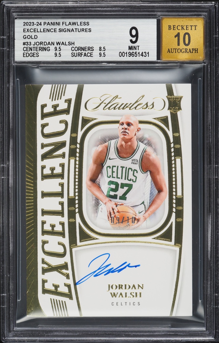 2023 Panini Flawless Excellence Signatures Gold Jordan Walsh ROOKIE AUTO /10 #33 BGS 9 MINT