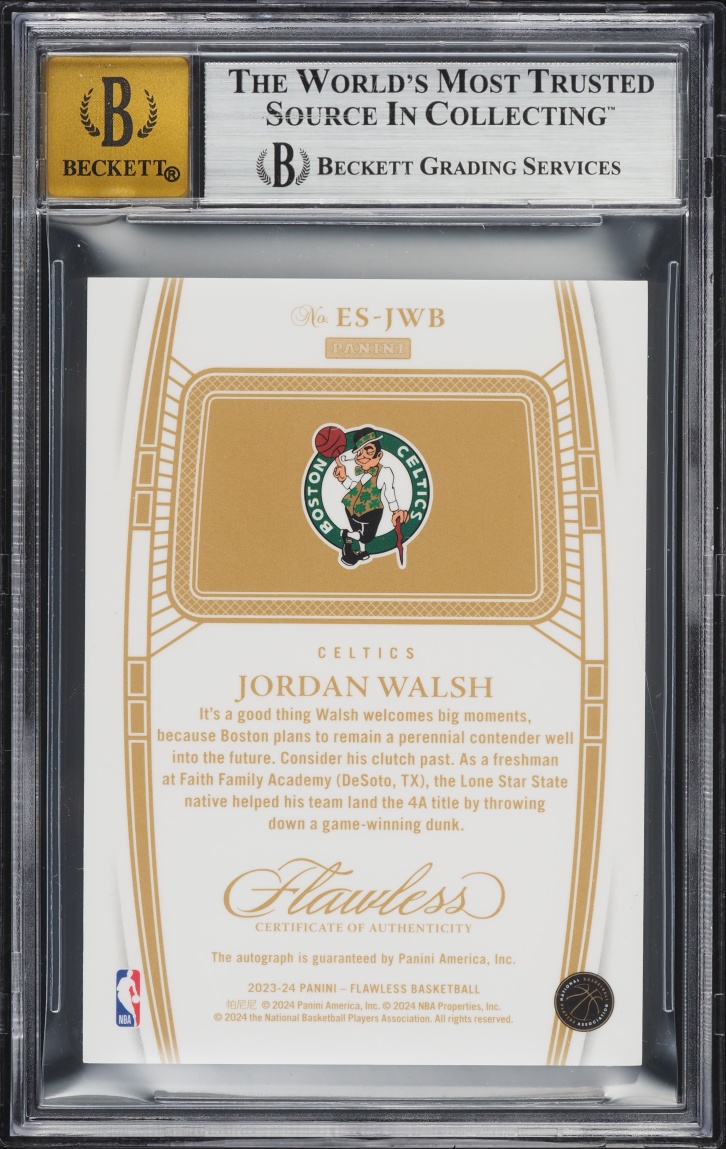 2023 Panini Flawless Excellence Signatures Gold Jordan Walsh ROOKIE AUTO /10 #33 BGS 9 MINT