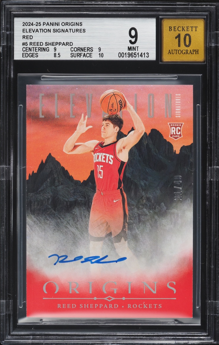 2024 Panini Origins Elevation Signatures Red Reed Sheppard ROOKIE AUTO /49 #5 BGS 9 MINT