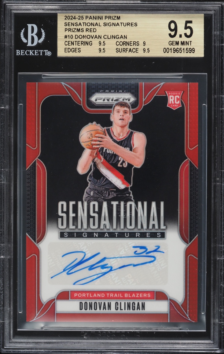 2024 Panini Prizm Sensational Signatures Red Donovan Clingan ROOKIE AUTO /99 #10 BGS 9.5