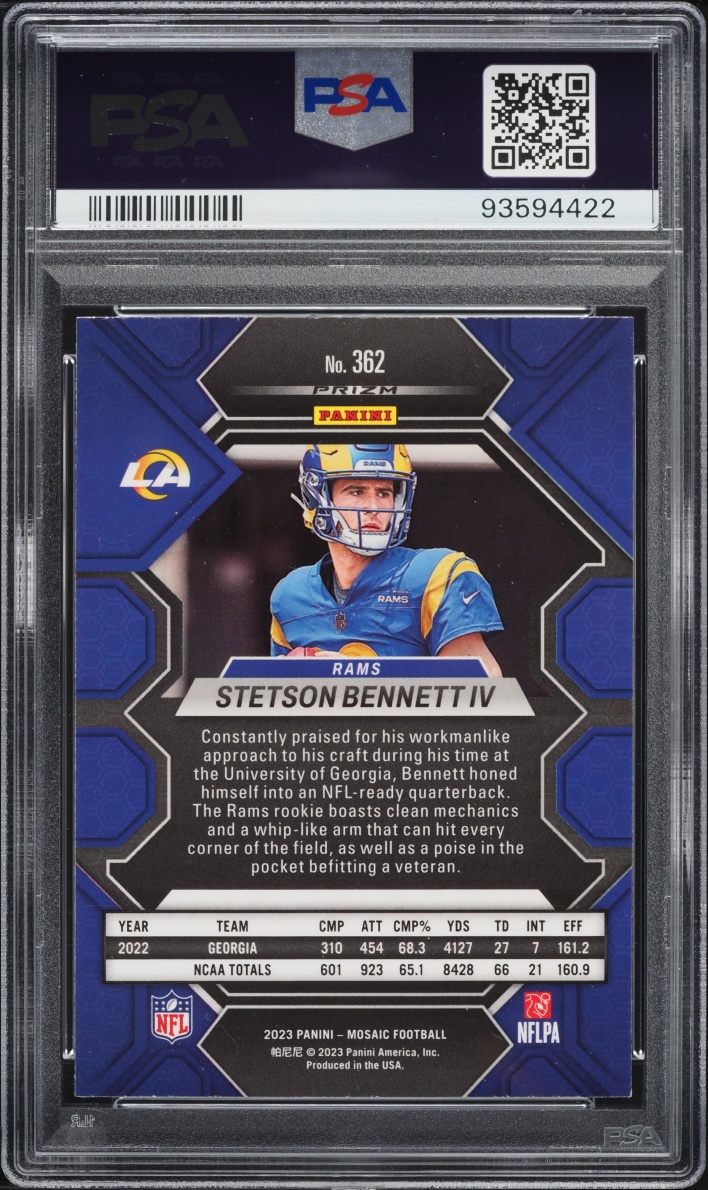 2023 Panini Mosaic Honeycomb Stetson Bennett IV ROOKIE #362 PSA 9 MINT