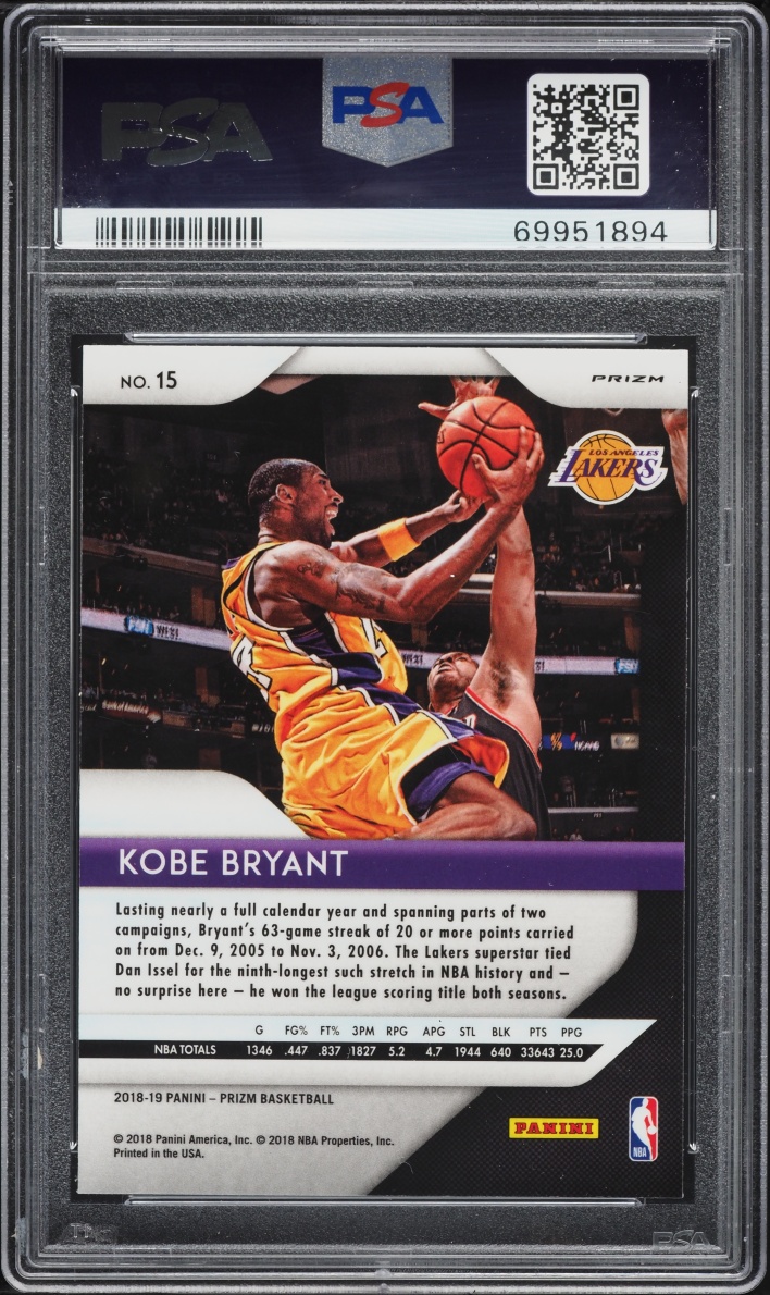 2018 Panini Prizm Hyper Kobe Bryant #15 PSA 10 GEM MINT