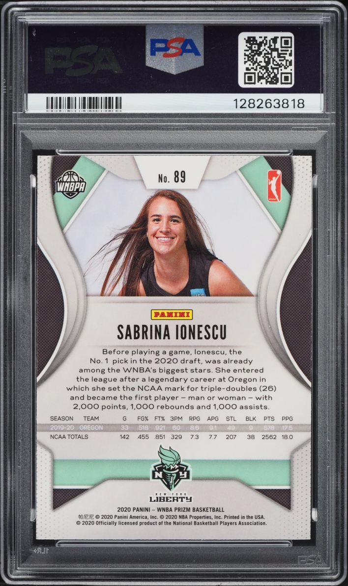 2020 Panini Prizm WNBA Sabrina Ionescu ROOKIE #89 PSA 9 MINT