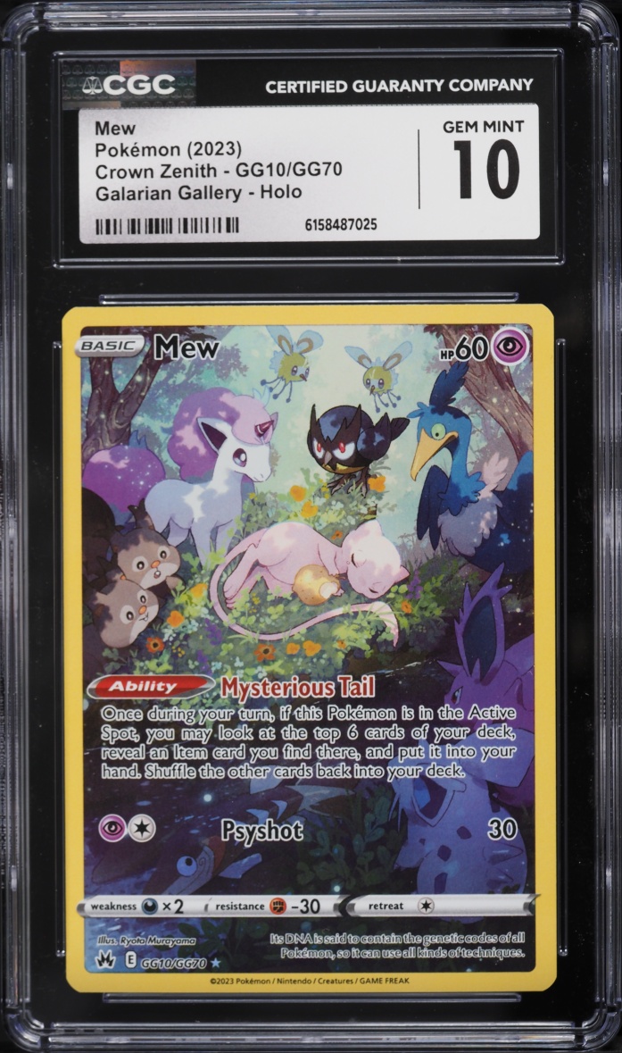 2023 Pokemon Sword & Shield Crown Zenith Galarian Gallery Alt Art Mew #GG10 CGC 10 GEM MINT