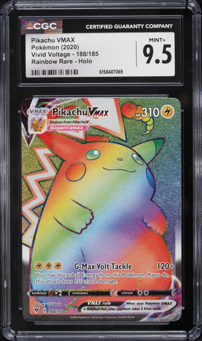 2020 Pokemon Sword & Shield Vivid Voltage Rainbow Rare Pikachu VMAX #188 CGC 9.5 MINT+