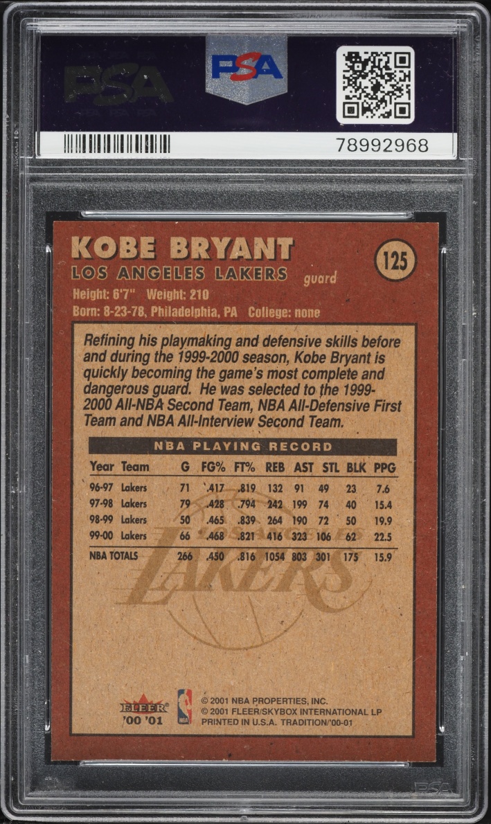 2000 Fleer Tradition Kobe Bryant #125 PSA 9 MINT
