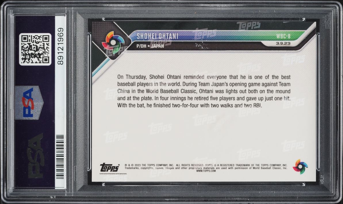 2023 Topps Now World Baseball Classic Shohei Ohtani #WBC-8 PSA 10 GEM MINT