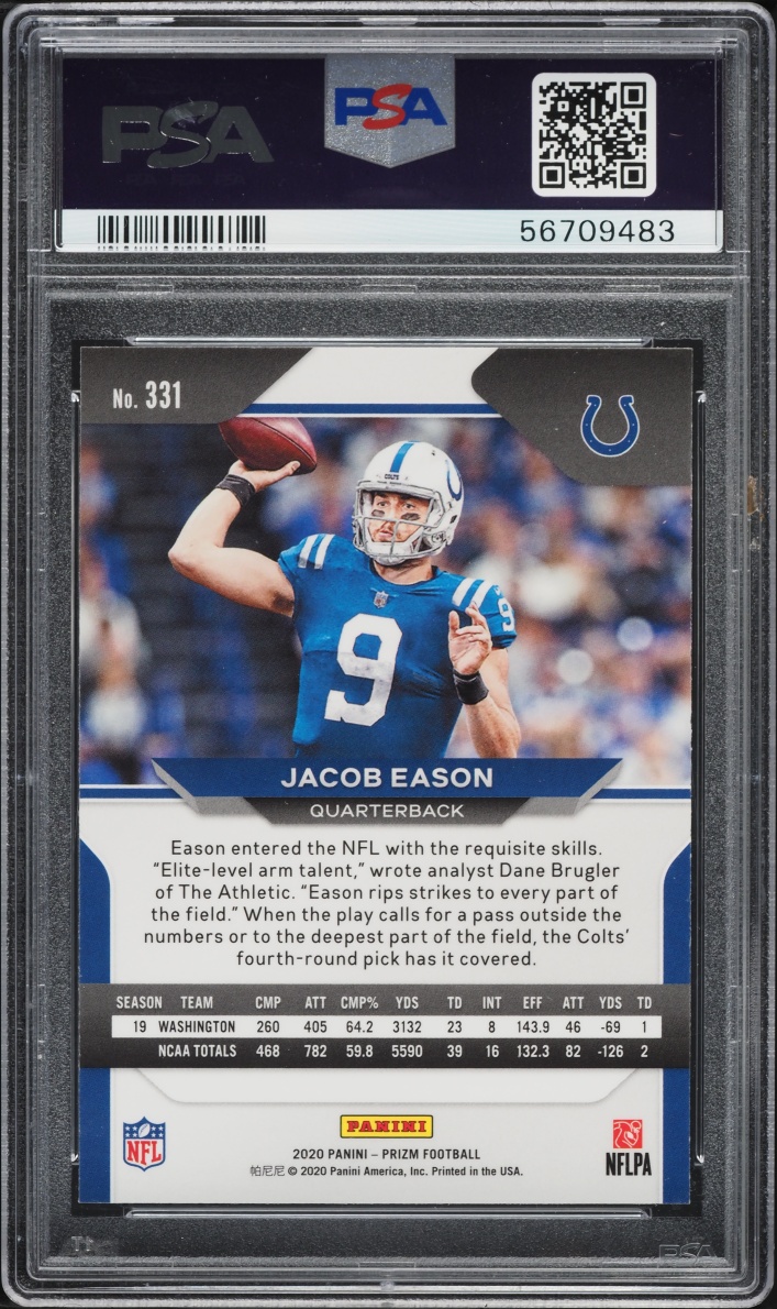 2020 Panini Prizm Jacob Eason ROOKIE #331 PSA 10 GEM MINT