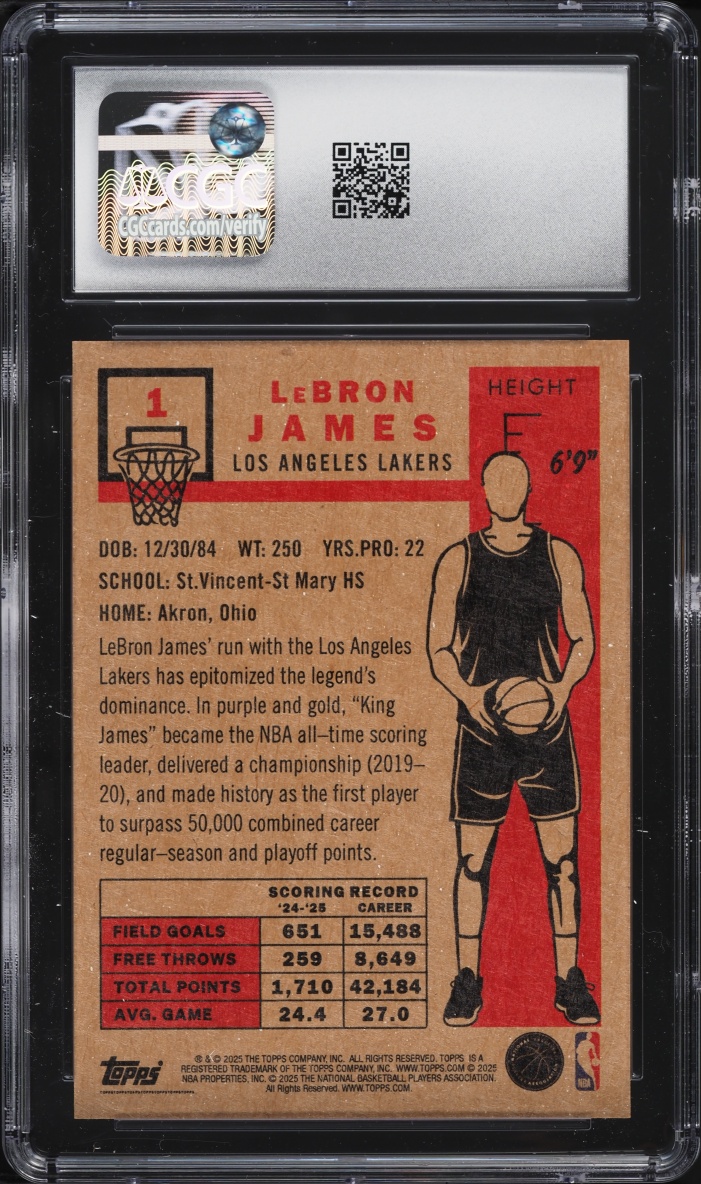 2025 Topps Living Set LeBron James #1 CGC 10 GEM MINT