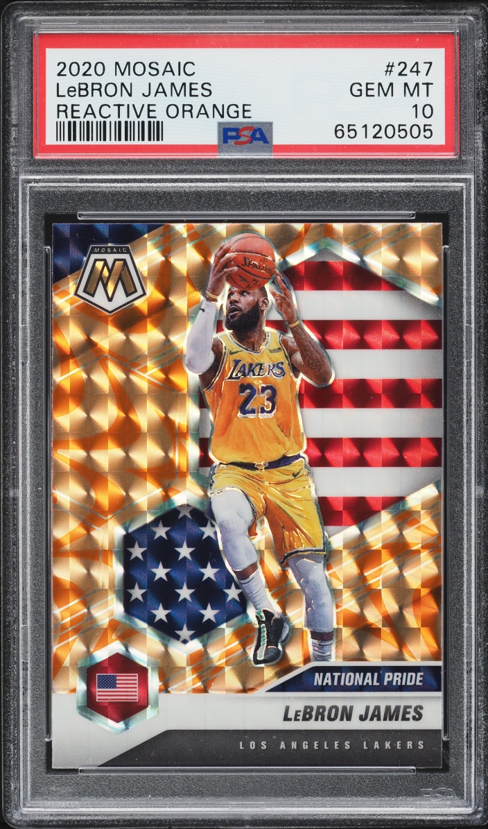 2020 Panini Mosaic Reactive Orange LeBron James #247 PSA 10 GEM MINT