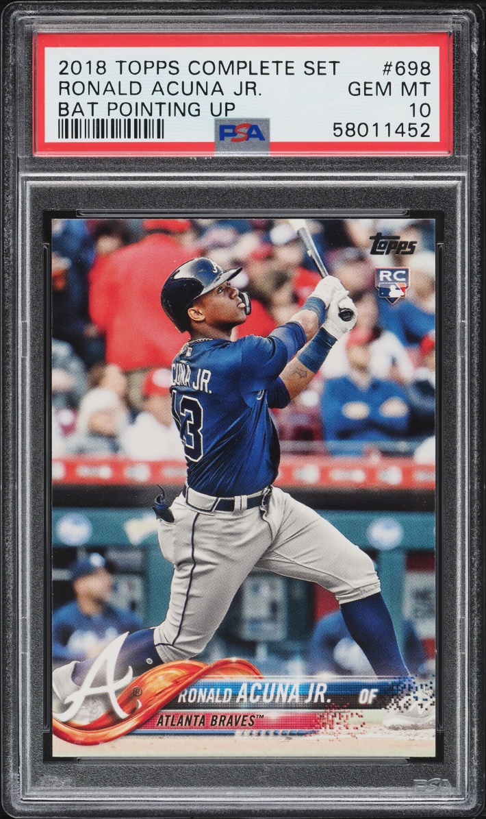 2018 Topps Complete Set Bat Pointing Up Ronald Acuna Jr. ROOKIE #698 PSA 10 GEM MINT