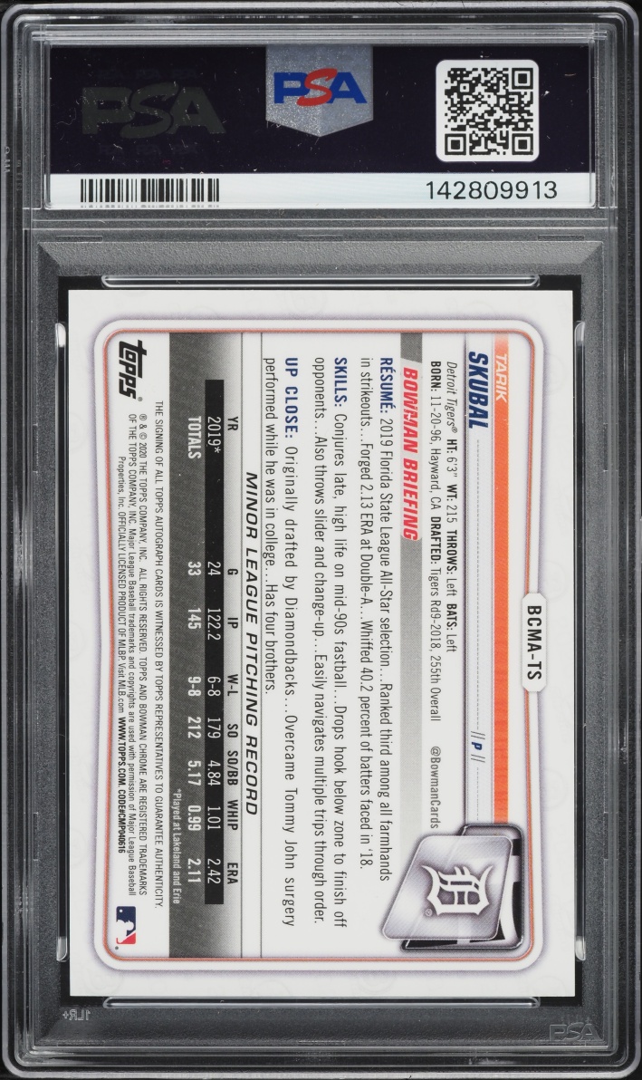 2020 Bowman Chrome Mega Box Tarik Skubal AUTO #BCMA-TS PSA 10 GEM MINT