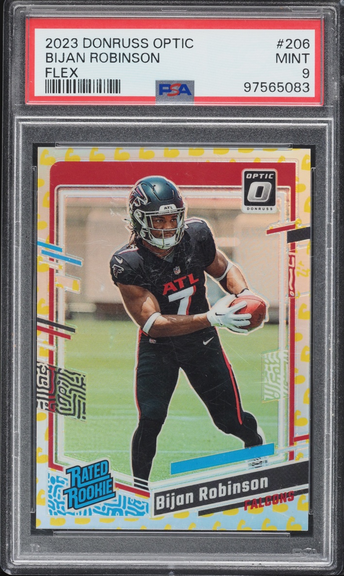 2023 Donruss Optic Flex Bijan Robinson ROOKIE /149 #206 PSA 9 MINT