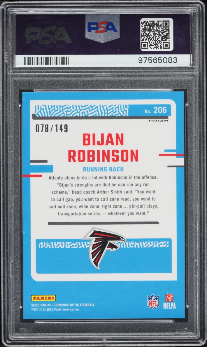 2023 Donruss Optic Flex Bijan Robinson ROOKIE /149 #206 PSA 9 MINT