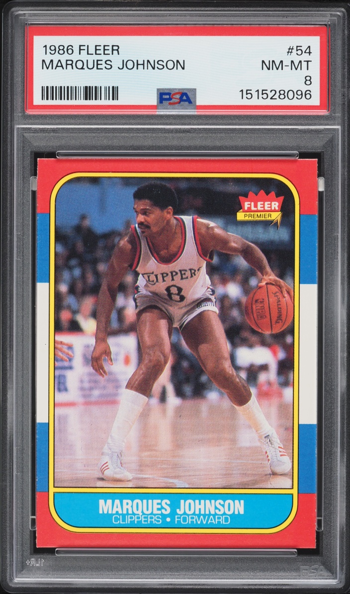 1986 Fleer Basketball Marques Johnson #54 PSA 8 NM-MT