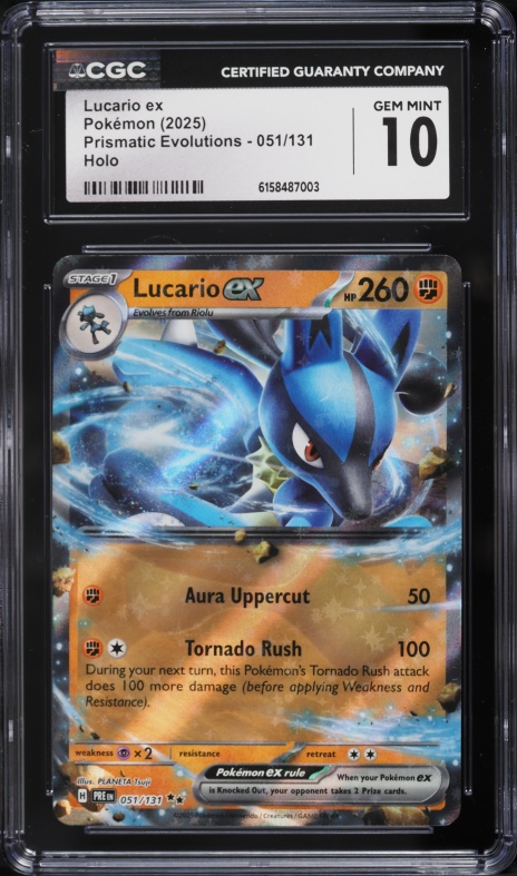 2025 Pokemon Scarlet & Violet Prismatic Evolutions Holo Lucario EX #51 CGC 10 GEM MINT