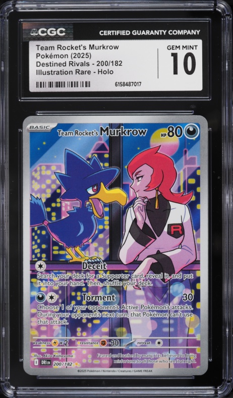 2025 Pokemon Scarlet & Violet Destined Rivals IR Team Rocket's Murkrow #200 CGC 10 GEM MINT