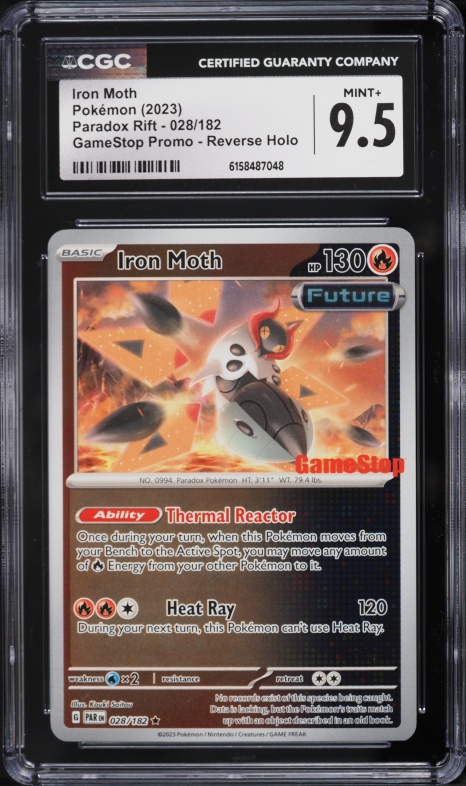 2023 Pokemon SV Paradox Rift Gamestop Promo Reverse Holo Iron Moth #28 CGC 9.5 MINT+