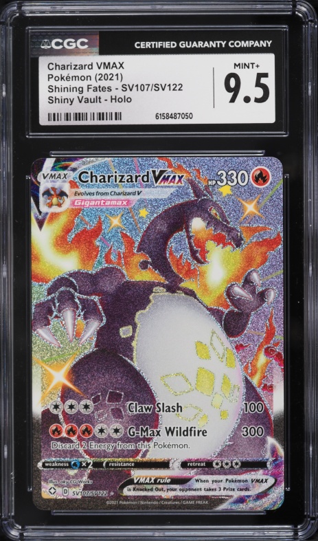 pokemon cards shining fates charizard VMAX #SV107 CGC 9 Preserved in a tamper Charizard VMAX 2021 Pokemon Sword
