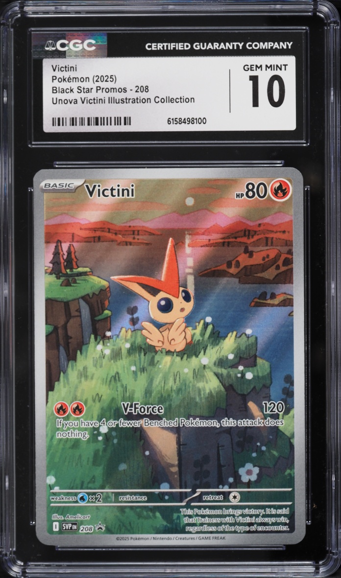 2025 Pokemon Scarlet & Violet Promo Unova Illustration Full Art Victini #208 CGC 10 GEM MINT