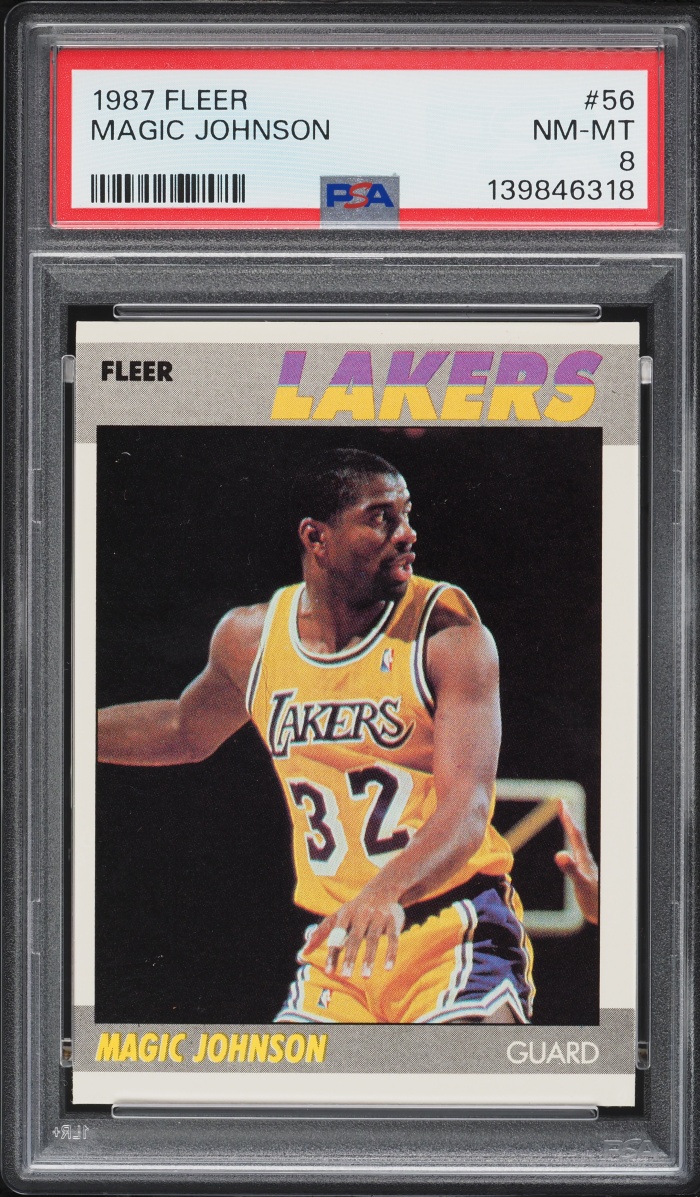 1987 Fleer Basketball Magic Johnson #56 PSA 8 NM-MT