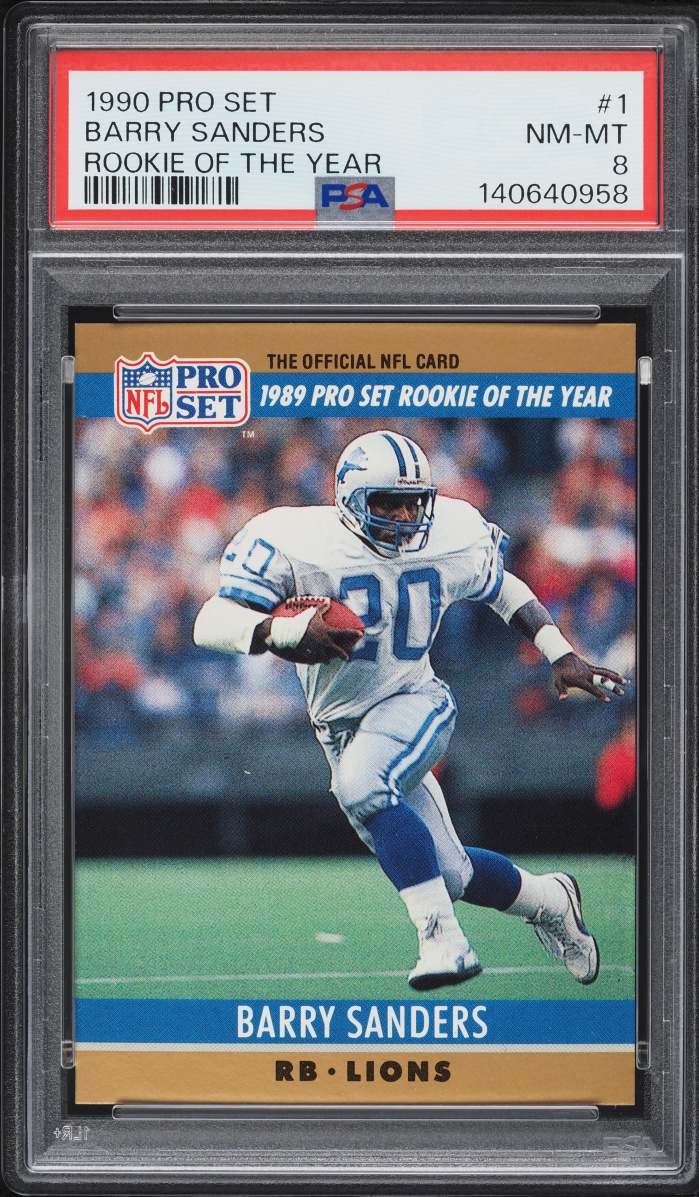 1990 Pro Set Rookie Of The Year Barry Sanders #1 PSA 8 NM-MT