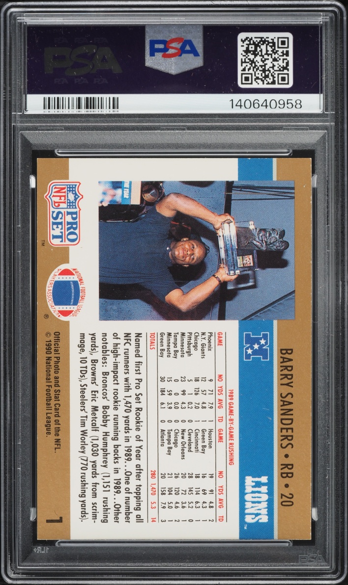 1990 Pro Set Rookie Of The Year Barry Sanders #1 PSA 8 NM-MT