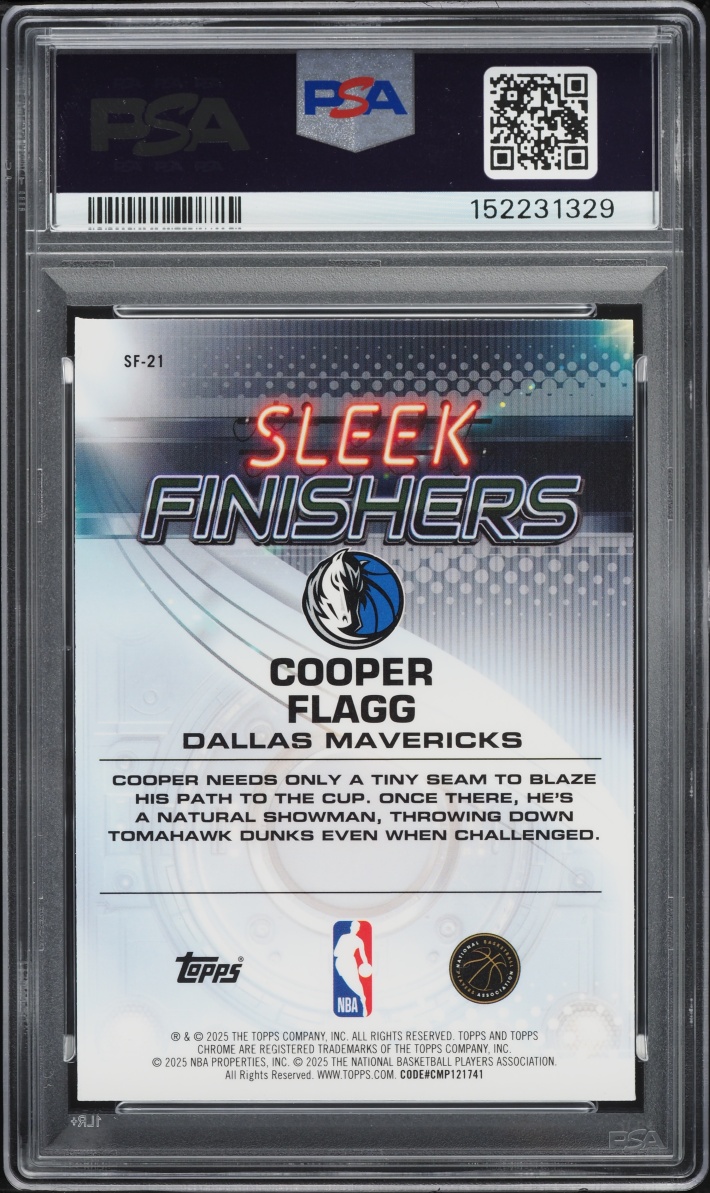 2025 Topps Chrome Sleek Finishers Cooper Flagg ROOKIE #SF-21 PSA 10 GEM MINT