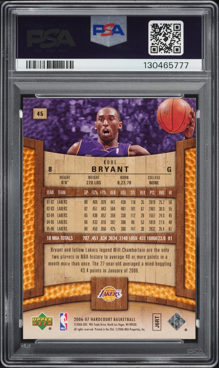 2006 Upper Deck Hardcourt Kobe Bryant #45 PSA 9 MINT